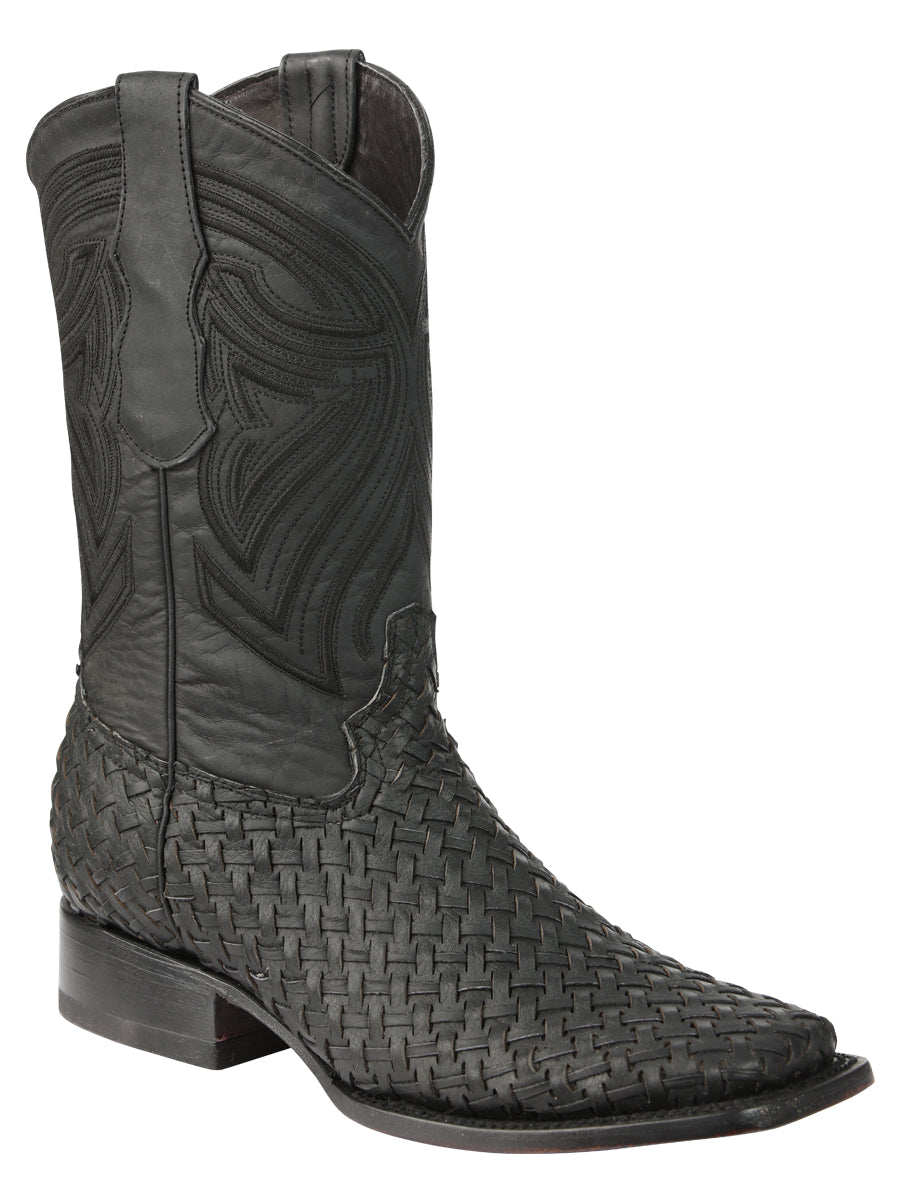 El General Men’s Leather Rodeo Boots Petatillo - Black 45400