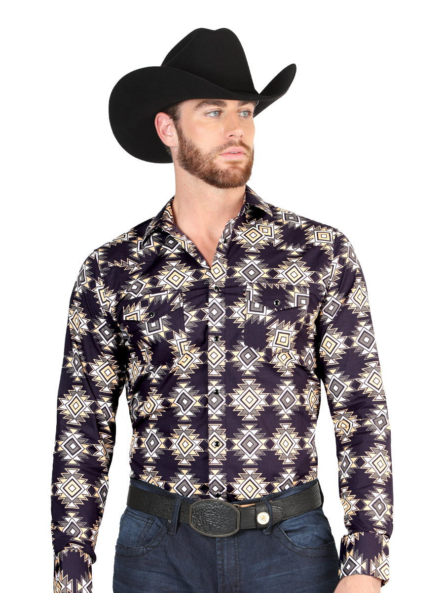 Casual Long-Sleeve Shirt by El General Black 44402
