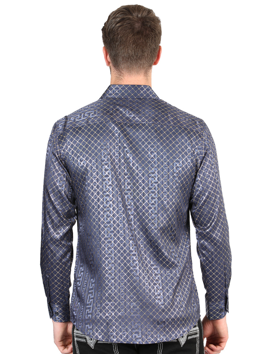 El General Navy Blue Casual Long-Sleeve Shirt 44551