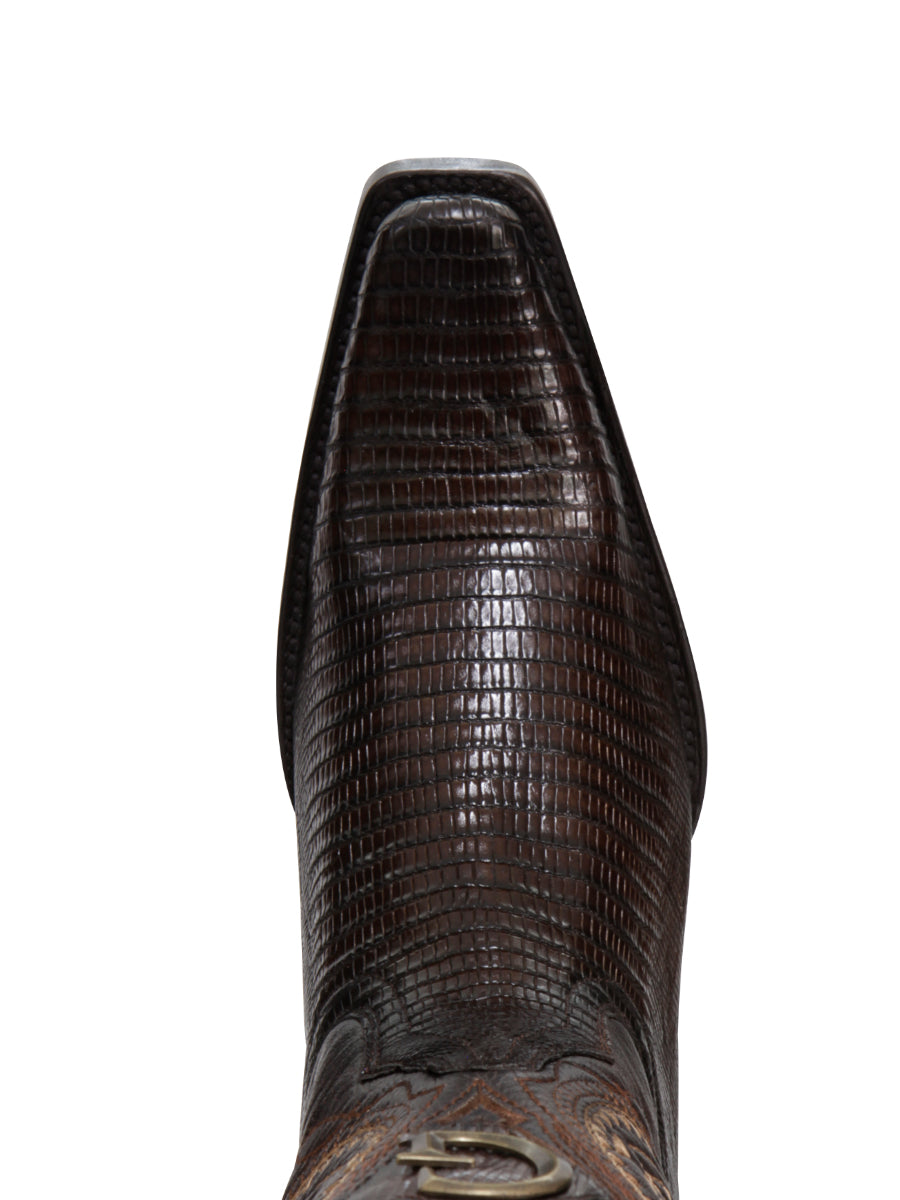 El General Men's Exotic Lizard Cowboy Boots - Brown 45073