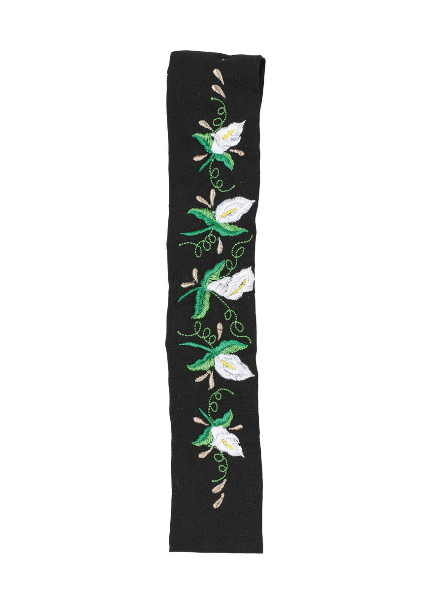Elastic Embroidered Headband Black 602768